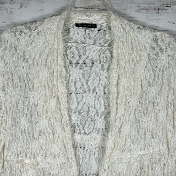 Surrealist USA Ivory Pucker Lace Bohemian Romantic Cottagecore Chic Jacket M/L - Picture 4 of 10